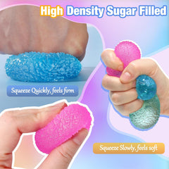 Textured Mini Stress Balls: 9 Pack High Density Solid Squishy Toys, 1.6" Small Sensory Fidget for Kids Adults, Quiet Anxiety Relief Item for Classroom, Malt Sugar Filled, Prizes for Students