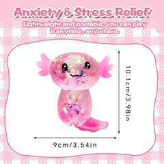 Axolotl Squishy Toy for Kids Ages 3+ & Adults, Slow Rising Sensory Fidget Toy, Cute Squeeze Toy for Party Favors, Classroom Rewards & Gifts(Pink)