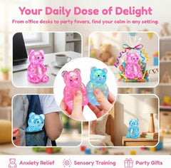 2 Pack Bear Squishy Sugar Fidget Stress Balls, Glitter Colorful Bear Sensory Stress Balls for Anxiety Relief, Animals Squishy Squeeze Balls Fidget Toys for Boys and Girls