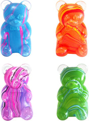 4Gummy Bear Stress Toys |Sugar Filled Bear Squishy Toys|Gel Ultra Squishies High Density Squeeze Balls |Classroom Prize Party Favors Toys Tall 3.5 Inches Colors May Vary