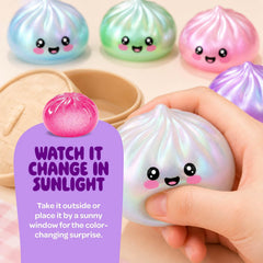 Glitter Dumpling Squishy Mystery Box - UV Color-Changing - Squishies Squeeze Toys - Squishys Big Dumplings Fidget Stress Sensory Toys - Gifts for Kids, Teens, Girls, Boys - Desk Toy