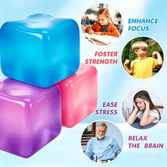 Premium Big Block Cube, Ice Cube Squishies Toys, Durable, Slow-Rebound fingertip Exquisite Spherical ice Cube with boxGift-Ready (Blue)