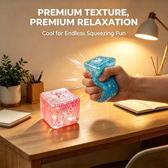 Premium Block Cube Squishy-Squishy Stress Cube,Slow Rise Fidget Cube Squishies Sensory Soft High Density Ice Squeeze Ball Fidget Toy Ice Cube Slow Rise (Blue)