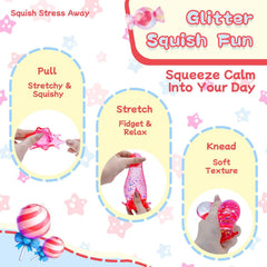 Squishy Drop Stress Balls for Kids Adults Squeeze Toys, Soft Drop Malt Sugar Balls Relieve Stress, Fidget Silicone Sensory Toys for Autism/ADHD, Stretchy Squishies Anxiety Relief Toys for Gifts (Pink)