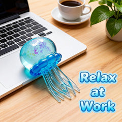 Jellyfish-Shaped Squeeze Toy, Slow-Rebound Stress-Relieving Ball, Soft and Elastic Sensory Stress-Relieving Toy. Squeezing Toys can Effectively Relieve Anxiety and Stress ((Blue))