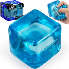 Premium MEGA Cube – Oversized Heavy-Duty Squishy Fidget Toy for Big Hands & Adults, Ultra-Firm Gel for Stress Relief & Sensory Focus, Lab & CPC/ASTM Certified (Blue)
