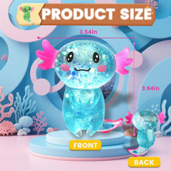 Axolotl Squishy Stress Relief Toy Glitter Fidget Toys Cute Malt Sugar Axolotl Toy Fidget Toys for Kids Youth Adult, Party Favors Anxiety Relief Squishy Toys(Blue)