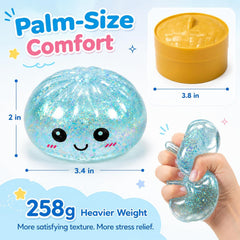 4pcs Dumpling Glitter Squishy,Sugar Dumplings Squeeze Toys,Fidget Sensory Toy for Teens,Boys,Girls,Adults Slow Rising Anxiety Relief,Desk Stress Balls