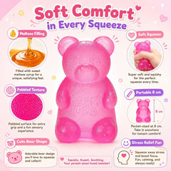 Taba Bear Squishy Fidget Toys,Stress Ball for Anxiety Stress Relief,Squishies Sensory Toy for Adults Kids Teens,Pink Squeeze Toys for Classroom Prize, Birthday Gifts Party Favors