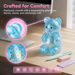 2 Pack Bear Squishy Sugar Fidget Stress Balls, Glitter Colorful Bear Sensory Stress Balls for Anxiety Relief, Animals Squishy Squeeze Balls Fidget Toys for Boys and Girls