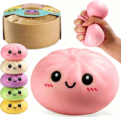 Mystery Dumpling Squeeze Toys Stress Balls Sensory Toy Soft Squeeze Decompression Dough for Adults (Pink)
