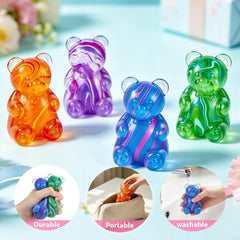 1Pc Gummy Bear Squishyies Fidget,Color Maltose Filled Squeeze Toys Slow Rising Squishy Stress Balls Adults Kids Party Favors,Classroom Prizes(Green)