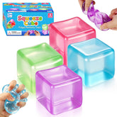 4 Pack Ice Cube Squishy, Slow Rising Fidget for Adults, Sensory Square Shape Stress Balls for Anxiety Relief Classroom Prizes Birthday Gifts Office School