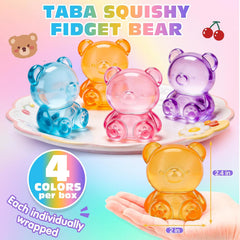 VISCOO 4 Pack Stress Bear Squishy Ball, Sugar Filled Gummy Bear Toys, Taba Squishy Toys for Kids Stress Relief, High Density Stress Balls for Calming - Soft Squeeze Balls Party Favors Birthday Gifts