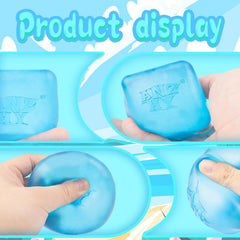 Stress Sugar Ball Cube- Squishy Fidget Toys Stress Cube for Anxiety Stress Relief,High Density Gel Filled, Calming Toys for Kids Adults (Blue Cube)