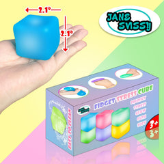 2Pcs Stress Cube Glow in The Dark,Fidgets for Teens,Adults, Kids,Super Solid Squishy Toy,Squeeze Toys,Ice Cube,High Density Squeeze Toys,Stocking Stuffers,Cool Things(Blue + Purple)