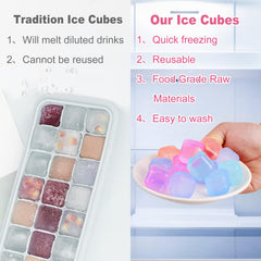 80 Pack Color-changing Reusable Ice Cube for Drinks, Colorful Square Plastic ice Cubes Without Diluting BPA Free, Refreezable Ice Cubes for Coffee, Wine, Whiskey, Cocktails