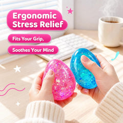 Squishy Drop Stress Balls for Girls & Kids, Glitter Pink Squeeze Stress Sugar Ball, Slow Rising Sugar Squishy Toys, Sensory Fidget Toy for Anxiety Relief, Party Favors and Birthday Gifts