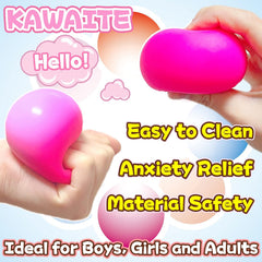 Squishy Dough Stress Ball for Kids (1 Pack) Squish Fidget Toys for Adults, Stretchy and Squeeze, Squishy Pink Stress Relief Balls, Ideal for Teens Anxiety, Autism, ADHD, Special Needs