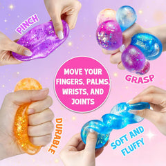 2 Pcs Stress Balls, Water Drop Squishies Squeeze Toys, Stress Relief Fidget Sensory Toy for Kids with Autism, Nice Stress Cube-Drop Gifts for Anxiety Relief Office Easter Birthday (Blue&Pink)