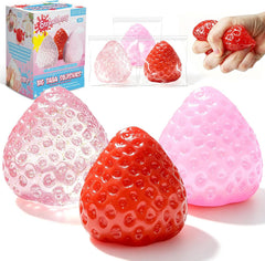 3Pcs Big Taba Squishies Strawberry, Cute Strawberry Squeeze Toys, Upgrade Fruit Squishies, Kawaii Sticky Stress Toy, Clear Fidget Toys, Valentines Gift for Kids, Teen Boys Girls Birthday Gift Ideas