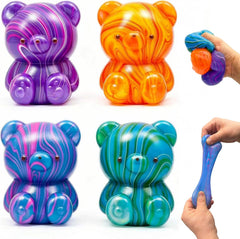 4 Pack Bear Squishy Toys, 3 Inch Durable Slow Rising Stress Relief Sensory Squeeze Toys for Adults and Kids, Birthday Gifts, Party Favors, Classroom Prizes