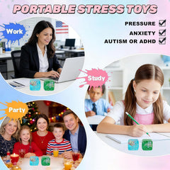 Ice Cube Cube Fidget Toys - Sensory Toys for Kids with Real Sea Shells, Squishy Fidget Toy for Kids & Adults | Non-Toxic Squeeze Ball for Anxiety, Focus & Calm for School, Office