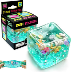 Nice Cube Squishy Fidget Toys,Large 2" Wide,Ocean-Themed Slow Rising Stress Ice Cube,Sensory Squeeze Toys for Anxiety Stress Relief
