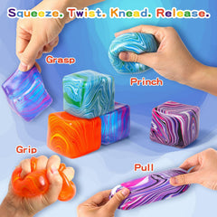 Stress Balls, Squishy Stress Cube for Kids Adults, Squishy Slow Rising Fidget Cube Sensory Toys for Anxiety Stress Relief, High Density Ice Squeeze Ball Cubes for Adults Kids. (Purple)