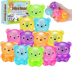 12Pack Fidget Toys Squishy ,Cute Bear Squeeze Ball , Bulk Squishy Fidget Squeeze Play Toys,Pull Stretch Classroom Prize Party Favors Toys for Kids