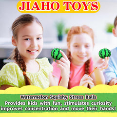 JIAHO Squishy Watermelon Stress Balls for Kids and Adults, Fruit Dough Balls, Fidget Toys, Anxiety Relief Stretch Balls, Squishy Toys for Kids Prizes, Party Favors | Change Color Squeeze Ball
