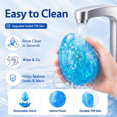 Water Drop Squishy Fidget Toy, Slow Rising Glitter Stress Ball with Sealed TPR Skin, Soft Sensory Squeeze Toy for Stress Relief, Desk Fidget, Classroom Prizes, Party Favors for Teens Adults