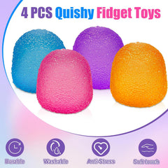 4PCS Gumdrop Squishy,Stress Balls Fidget Toys for Kids and Adults, Super Solid Sugar Balls for Classroom Prize Favors Sensory Toys for Kids with Autism