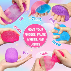 Squishies Squeeze Toys, Textured Stress Balls Gumdrop Fidget Toys for Kids and Adults, Sensory Toys Squeeze Balls for Stress Relief, Birthday Gift, Easter Basket Stuffers Party Favors (Blue)