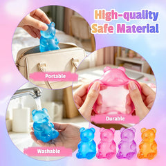 4Pcs Gummy Bear Squishy,Stress Bear Taba Squishy Toys,Slow Rising Stress Relief Squeeze Toys,Cute Fidget Toys for Kids Adults,Party Favors & Gifts