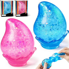 2 Pcs Stress Balls, Water Drop Squishies Squeeze Toys, Stress Relief Fidget Sensory Toy for Kids with Autism, Nice Stress Cube-Drop Gifts for Anxiety Relief Office Easter Birthday (Blue&Pink)