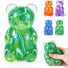 1Pc Gummy Bear Squishyies Fidget,Color Maltose Filled Squeeze Toys Slow Rising Squishy Stress Balls Adults Kids Party Favors,Classroom Prizes(Green)