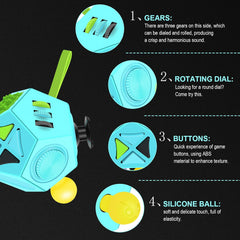 Fidget Dodecagon-12 Sided Fidget Toy Stress Relief Cube for Children and Adults, Silent Compact Classroom Gifts Stocking Stuffers for Teen Boys, Kids(B3 Blue Sky)