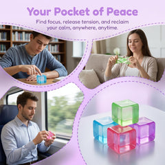 4 Pack Ice Cube Squishy, Slow Rising Fidget for Adults, Sensory Square Shape Stress Balls for Anxiety Relief Classroom Prizes Birthday Gifts Office School