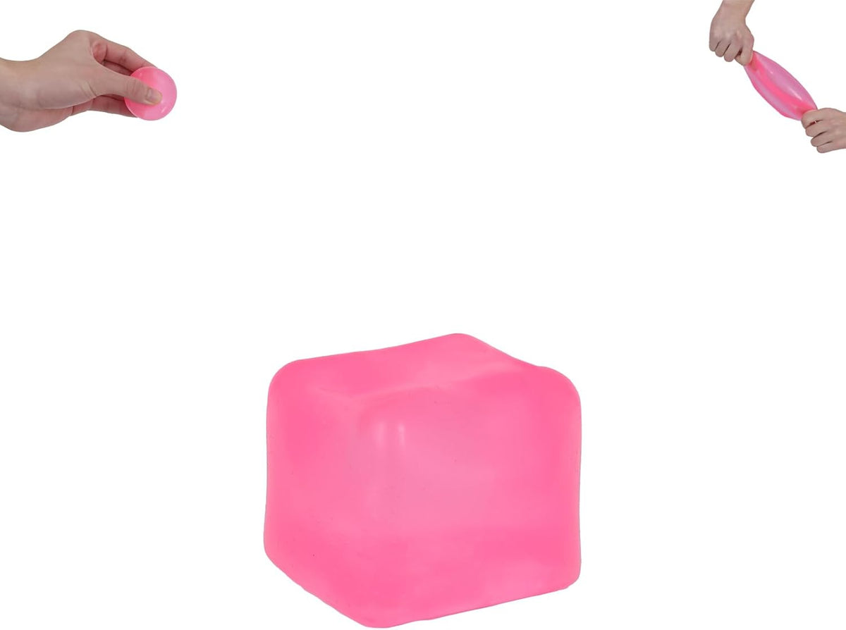 Ice Cube Squishy Toy 3.5cm (1.38") – Gel-Filled Slow Rising Squeeze Cube for Kids Ages 3+ & Adults, Mini Sensory Desk Toy for Classroom Rewards, Party Favors & Everyday Play (Pink)