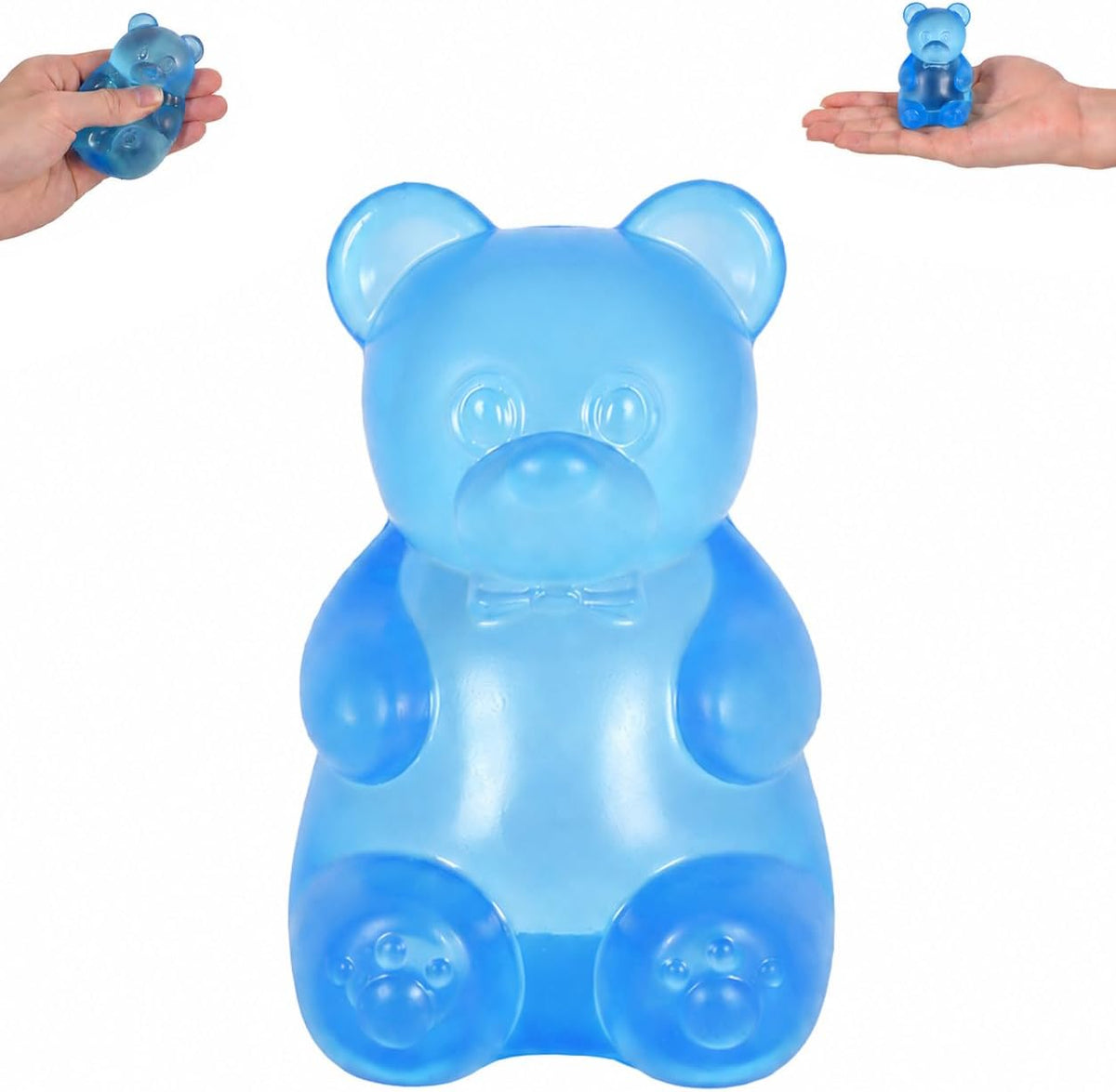 Bear Squishy Toy for Kids Ages 3+ & Adults, Slow Rising Gummy Bear Squeeze Toy, Soft High-Density Foam Sensory Bear for Desk, Classroom, Home & Office(Blue)