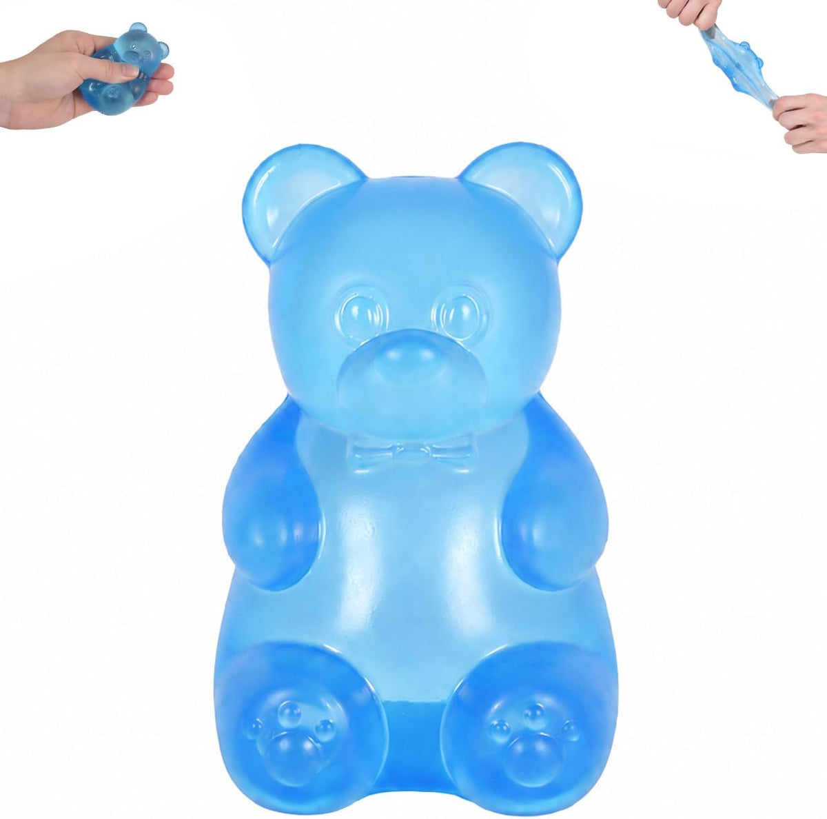 Gummy Bear Squishy Toy for Kids Ages 3+ & Adults, Slow Rising Squeeze Bear, Soft High-Density Handheld Sensory Toy, Cute Party Favor, Classroom Prize & Desk Toy (Blue)