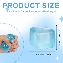Ice Cube Squishy Toy 3.5cm (1.38") – Gel-Filled Slow Rising Squeeze Cube for Kids Ages 3+ & Adults, Mini Sensory Desk Toy for Classroom Rewards, Party Favors & Everyday Play (blue)