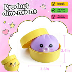 2Pack Dumpling Squishies Set with Steamer, New Bubble-Blowing Squishies, Stretchy Fidget Sensory Squeeze Toy for Adults & Teens