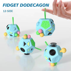 Fidget Dodecagon-12 Sided Fidget Toy Stress Relief Cube for Children and Adults, Silent Compact Classroom Gifts Stocking Stuffers for Teen Boys, Kids(B3 Blue Sky)