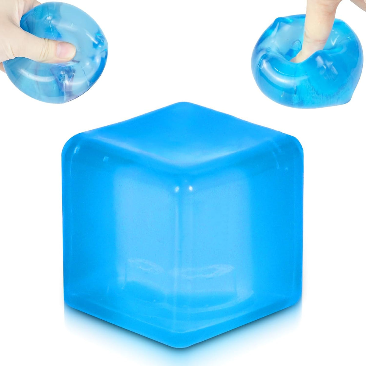 Ice Cube Squishy Stress Ball,1.98"*1.98" Medium Squishy Cube Fidget Toy, Ice Cube Pieces Silent Nice Square Shape Anxiety Sensory Squishy Fidget Toy Slow Rise, Classroom Prizes, Calming(Blue)