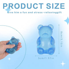Gummy Bear Squishy Toy for Kids Ages 3+ & Adults, Slow Rising Squeeze Bear, Soft High-Density Handheld Sensory Toy, Cute Party Favor, Classroom Prize & Desk Toy (Blue)