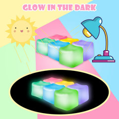 2Pcs Stress Cube Glow in The Dark,Fidgets for Teens,Adults, Kids,Super Solid Squishy Toy,Squeeze Toys,Ice Cube,High Density Squeeze Toys,Stocking Stuffers,Cool Things(Blue + Purple)