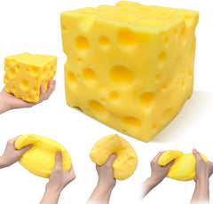 Cheese Squishy Large 3.93in Jumbo Cheese Block, Big Squishy Cheese Stress Ball, Soft Slow Rising Squeeze Toy, Giant Fidget Sensory Toy for Adults Teens Gifts
