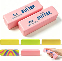 2 Pack Butter Squishy Toys Slow Rising Soft Squeeze Toy Stress Relief Fidget Toys for Kids Party Favors Birthday Gifts Adults Office Desk Toys (Pink)